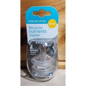 Nano Bebe Because Nutrients Matter Extra Soft Nipples 6M and Up New In Package